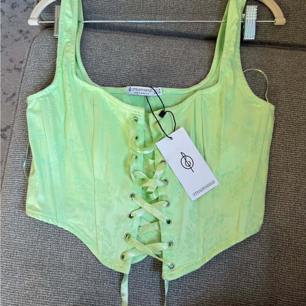 Stradivarius Mint Green Lace-Up Corset